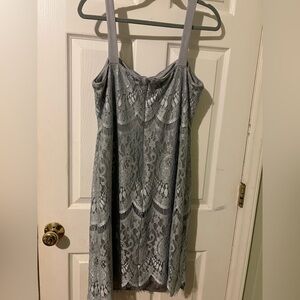 R&M Richards Lined Silver Lace Dress